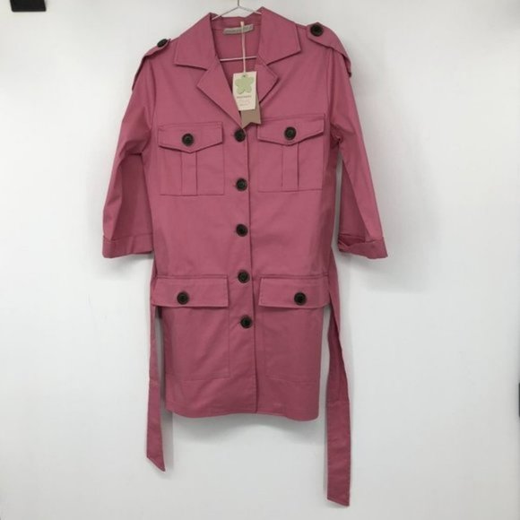 NWT Rinascimento Pink tie waist black buttoned  coat four pockets SP - Picture 15 of 15